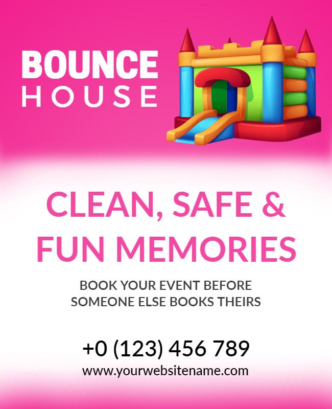 Colorful Bounce House Rental Flyer Template