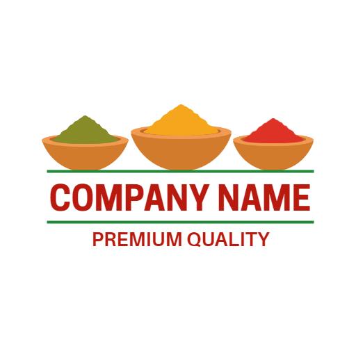 Colorful Bowls of Fresh Spices Showcasing Natural Flavor Logo Template
