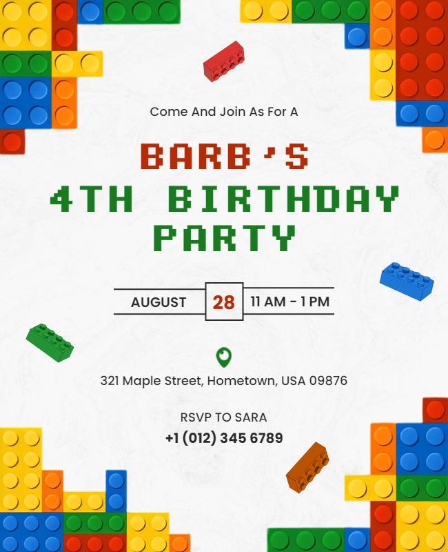 Colorful Building Block Birthday Party Flyer Template