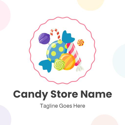 Colorful Candies and Sweets Delight in a Candy Store Logo Template