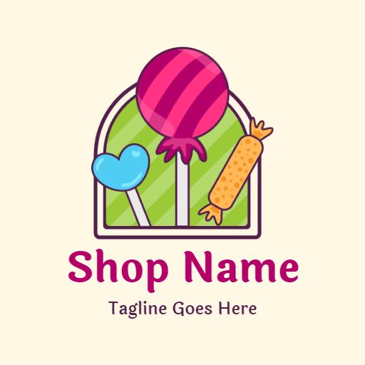 Colorful Candy Shop Featuring Fun Gummy Treats Logo Template