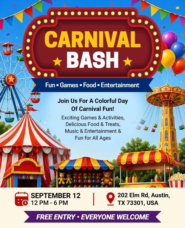 Colorful Carnival Bash Event Flyer Template
