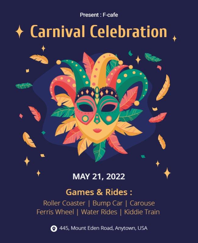 Colorful Carnival Celebration with Fun Games and Rides Poster Template