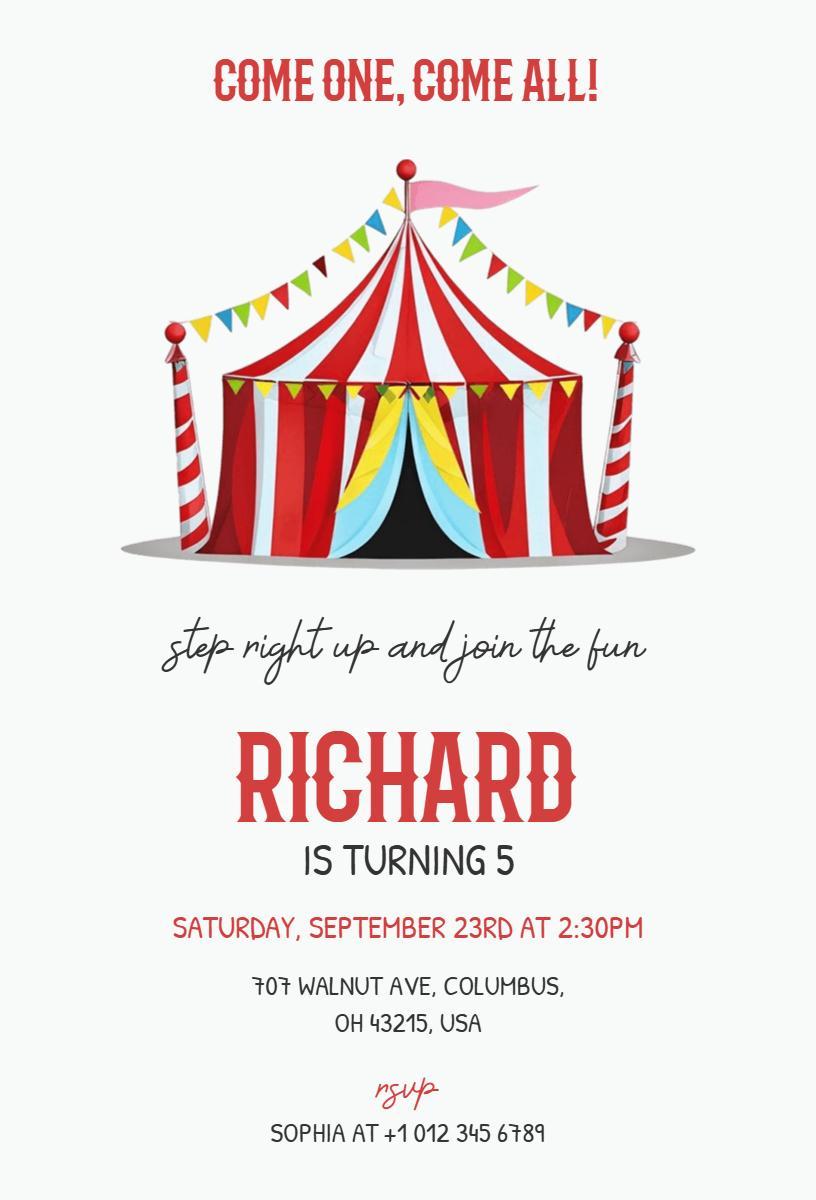 Colorful Carnival Theme Fun Birthday Celebration Invitation Template