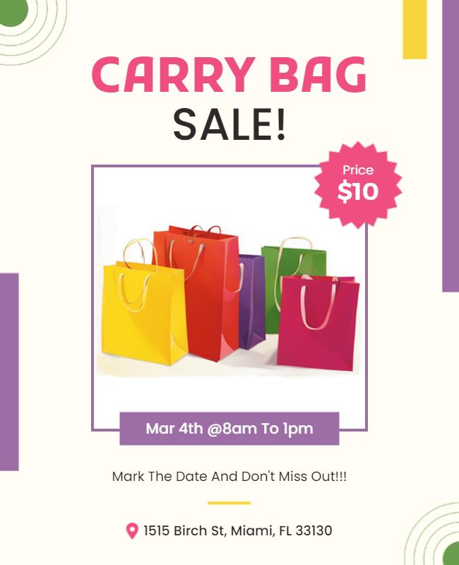 Colorful Carry Bag Sale Event Flyer Template