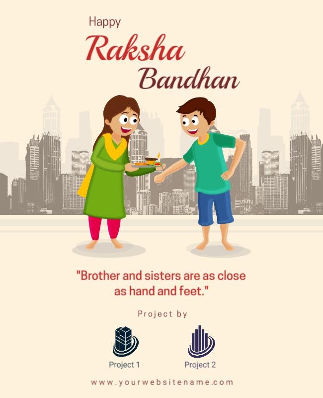 Colorful Cartoon Celebration of Raksha Bandhan Poster Template