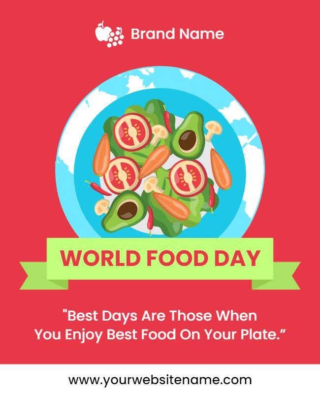 Colorful Cartoon Food Art for World Food Day Poster Template