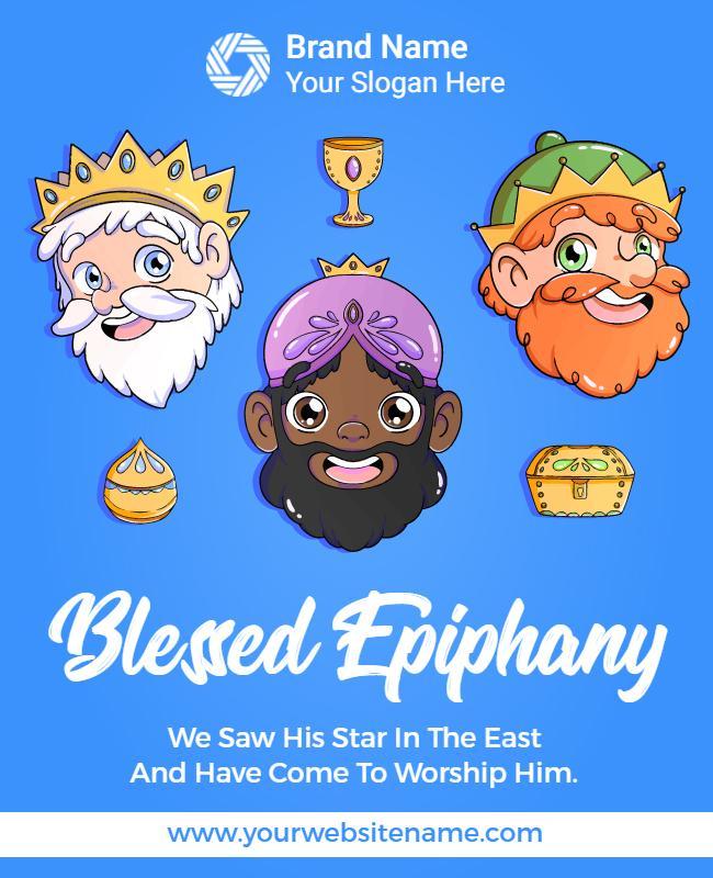 Colorful Cartoon Kings for Blessed Epiphany Celebration Poster Template