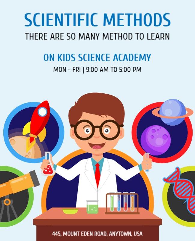 Colorful Cartoon Scientific Learning Academy Poster Template