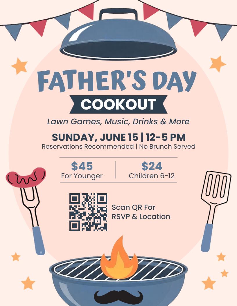 Colorful Cartoon Style Father's Day Cookout Flyer Template