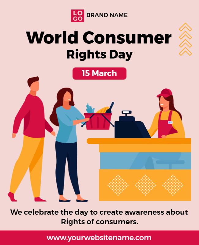 Colorful Cartoon Style World Consumer Rights Day Poster Template