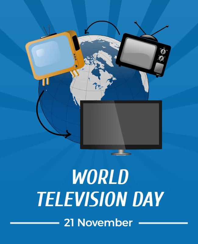 Colorful Cartoon Television Icons for World Television Day Poster Template