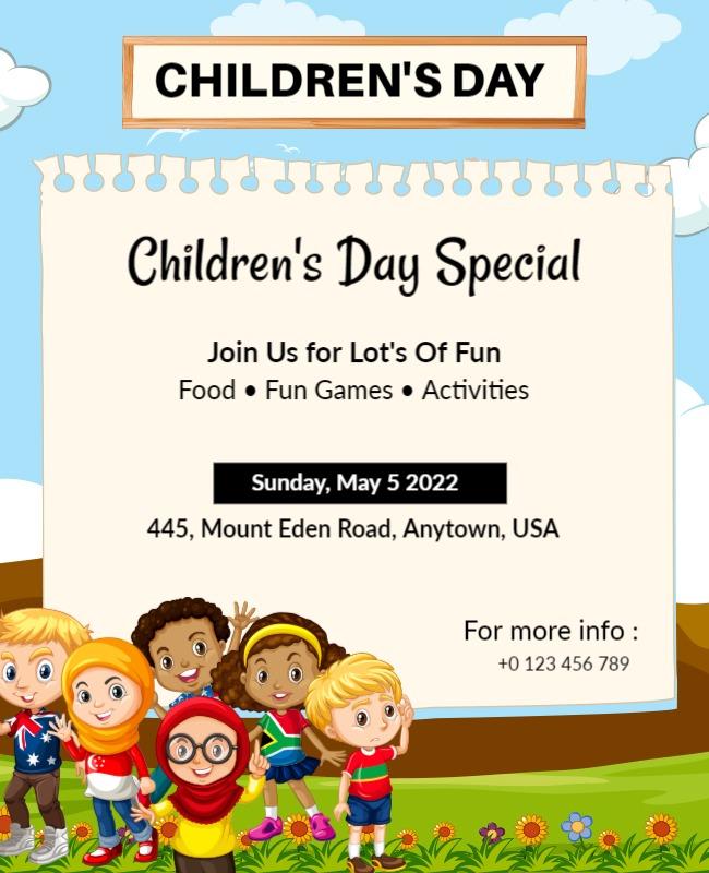 Colorful Cartoon Theme Children’s Day Celebration Poster Template