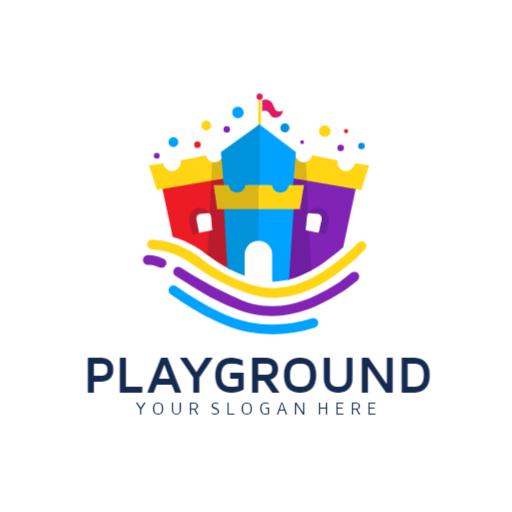Colorful Castle Design for Children in a Fun Playground Logo Template