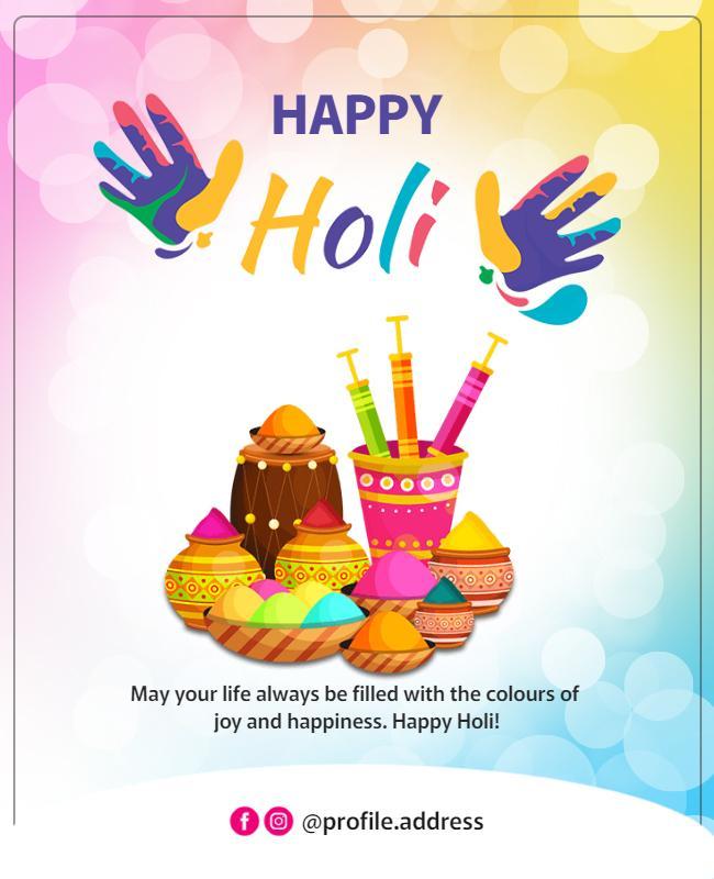 Colorful Celebration of Holi Festival with Vibrant Art Poster Template