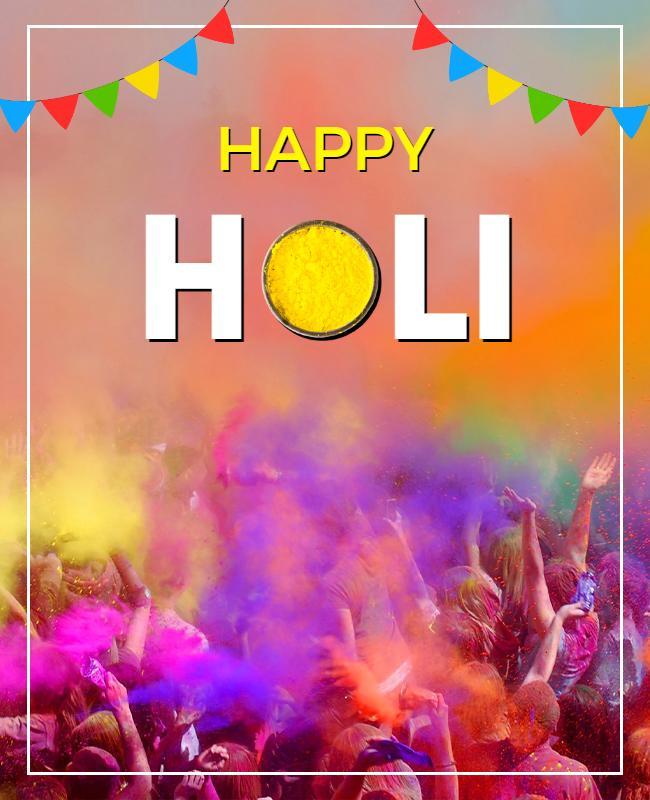 Colorful Celebration of Holi Festival with Vibrant Colors Poster Template