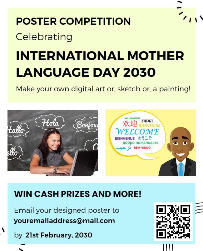 Colorful Celebration of International Mother Language Day Poster Template