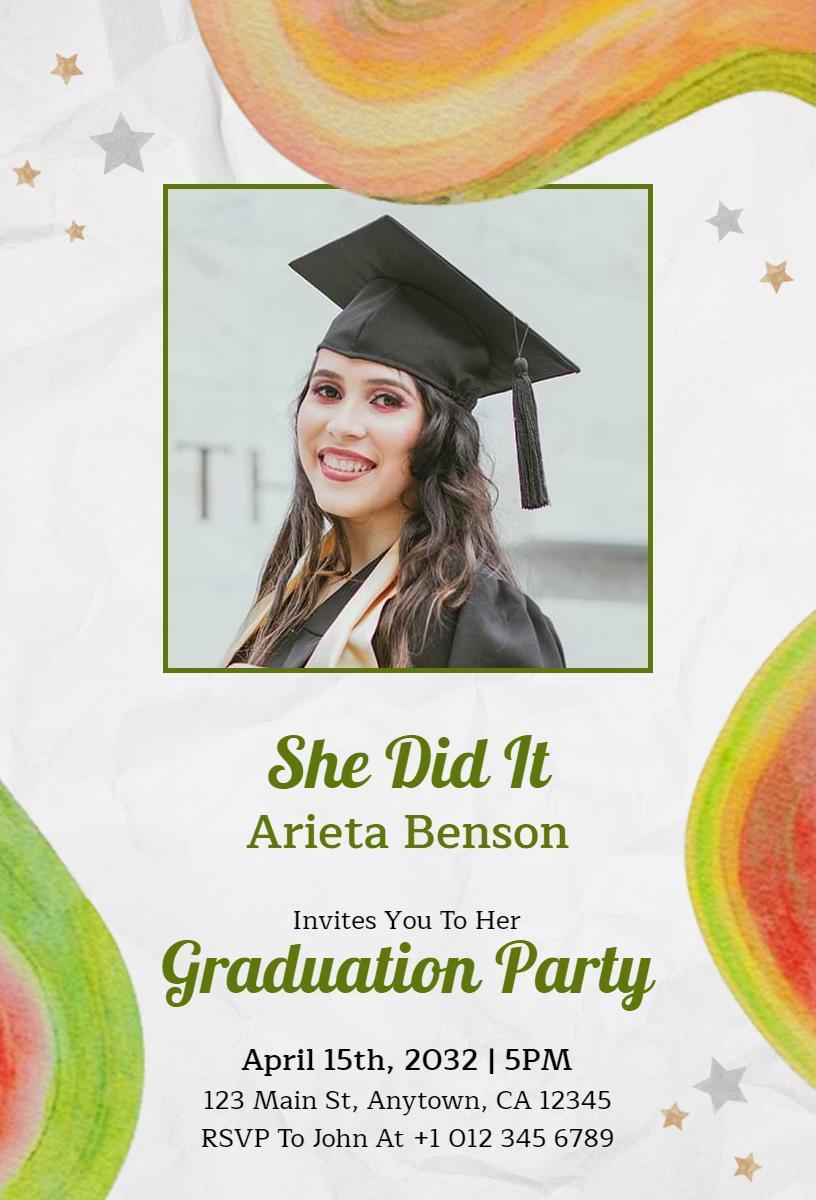 Colorful Celebration Photo Graduation Party Invitation Template