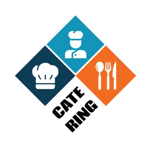 Colorful Chef and Cutlery Icons Representing Catering Logo Template
