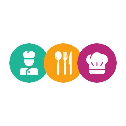 Colorful Chef Icons Representing Catering Services Logo Template