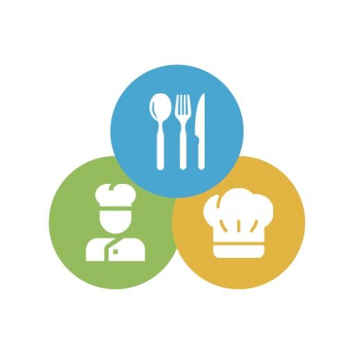 Colorful Chef Icons Representing Professional Catering Logo Template