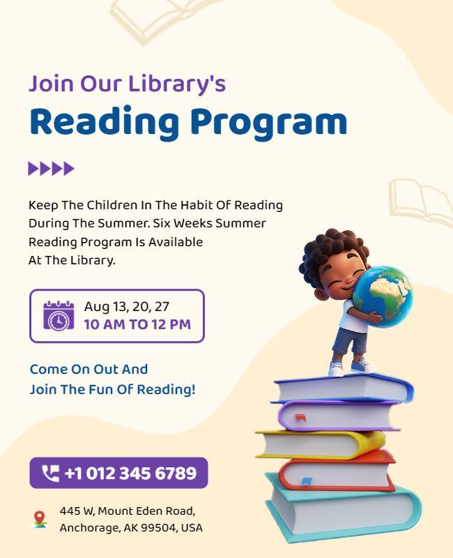 Colorful Child-Friendly Summer Reading Program Poster Template