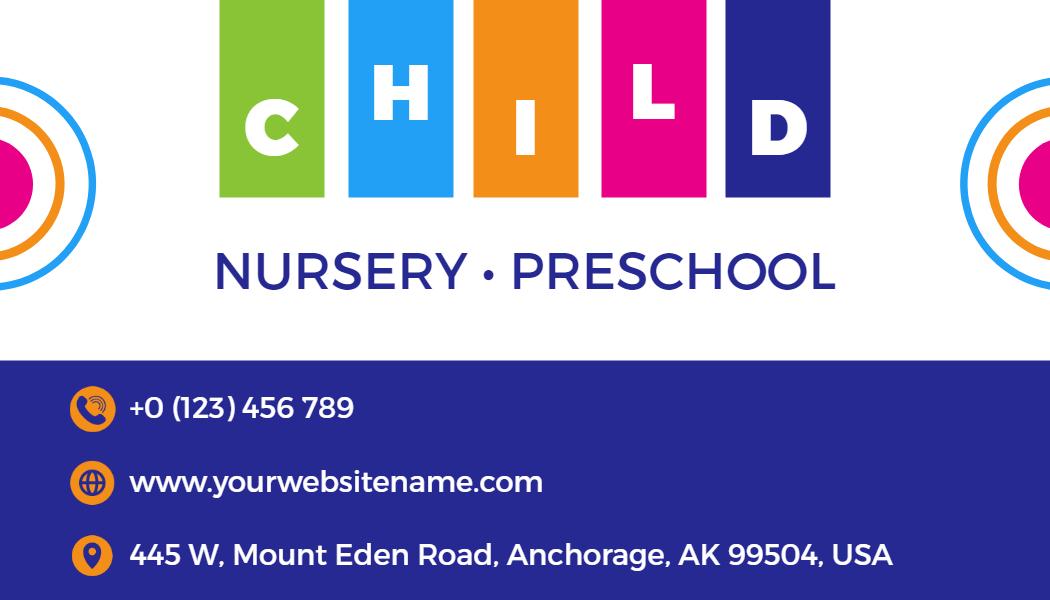 Colorful Child Nursery Preschool Business Card Template