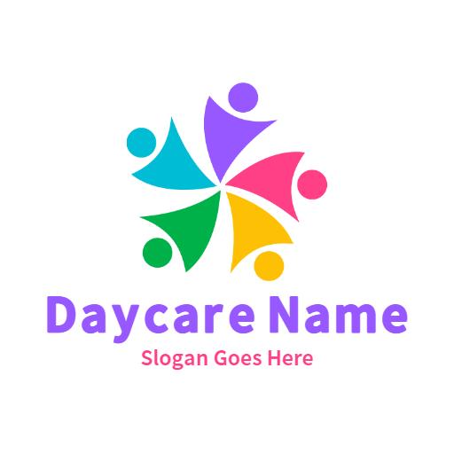 Colorful Children Playing Together Inspiring Joyful Daycare Logo Template