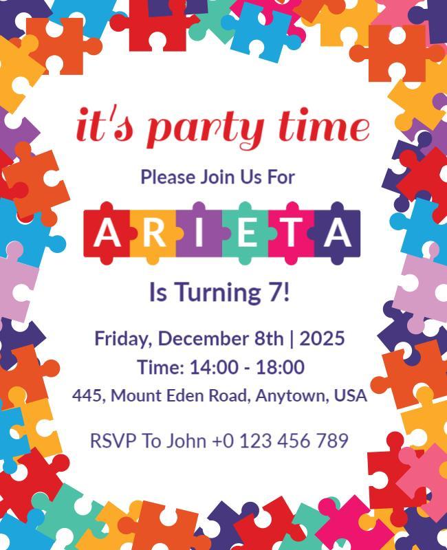 Colorful Childrens Birthday Invitation Flyer Template