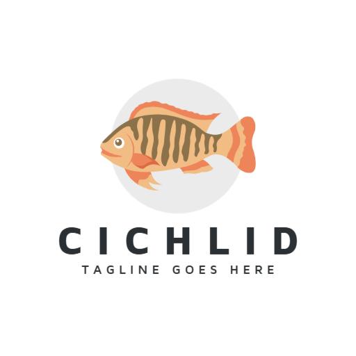 Colorful Cichlid Fish Design Emphasizing Exotic Aquatic Life Logo Template