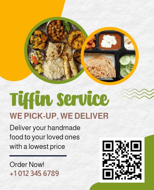 Colorful Circular Tiffin Service Food Delivery Poster Template