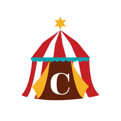 Colorful Circus Tent Featuring the Letter C Alphabet Logo Template