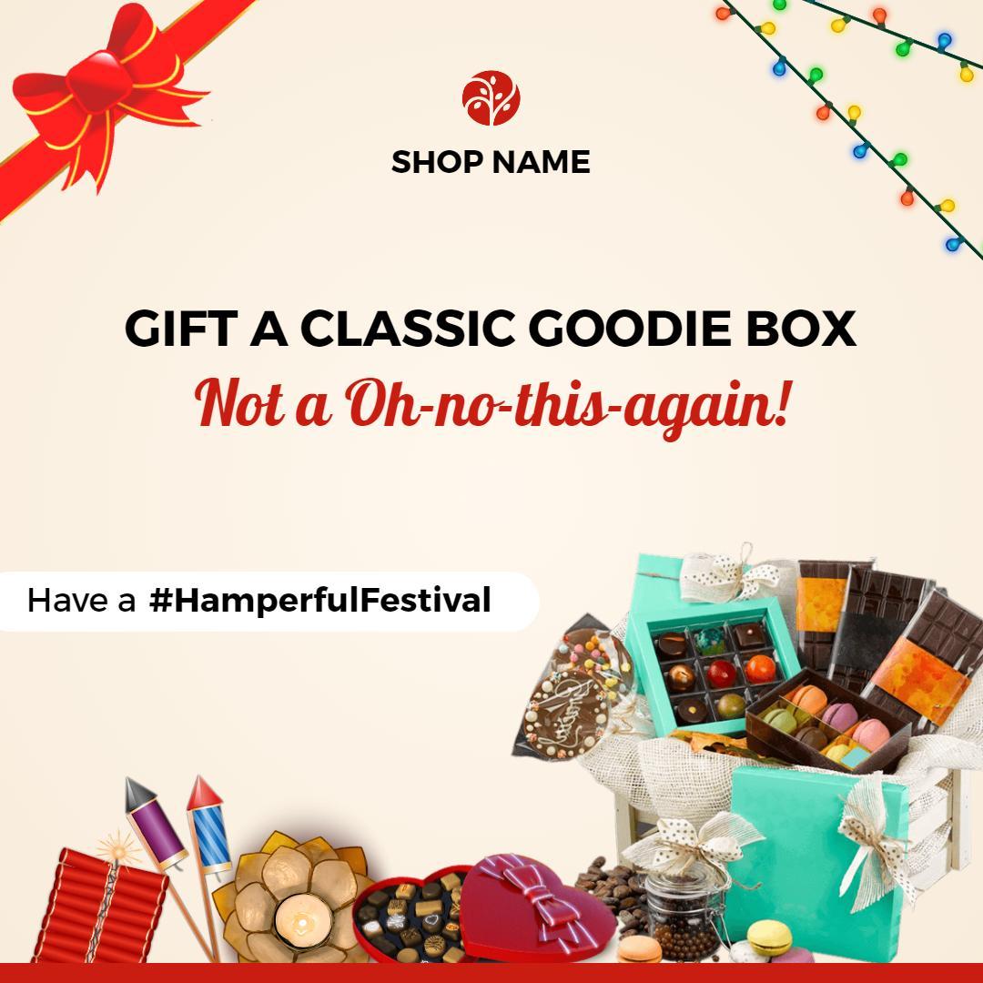 Colorful Classic Goodie Box Gift for Festive Celebrations Ad Template