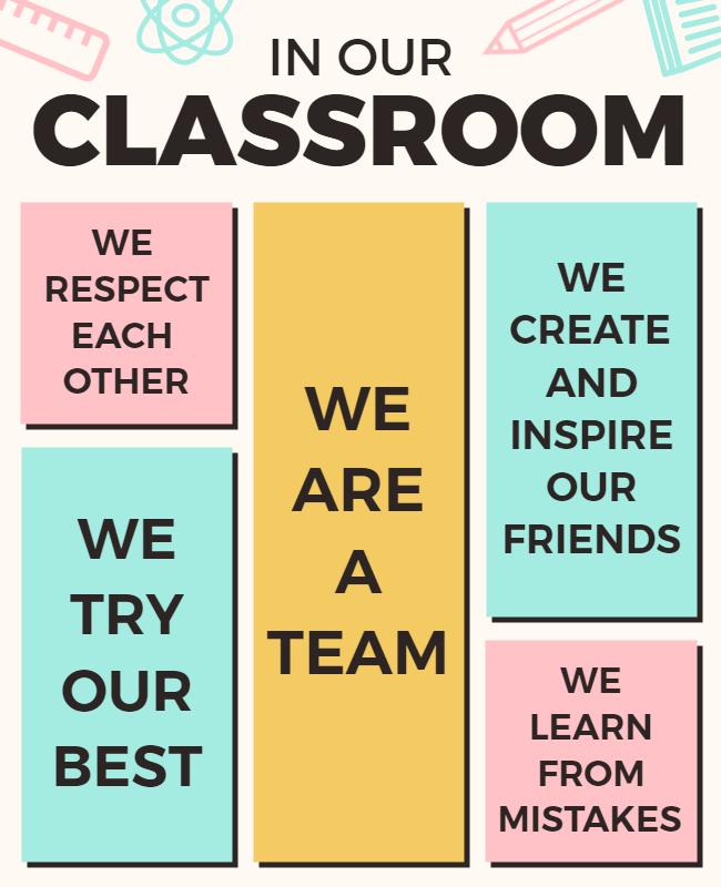 Colorful Classroom Teamwork Inspiration Poster Template