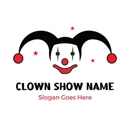 Colorful Clown Face with Fun Stars and Show Name Logo Template