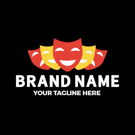 Colorful Comedy and Tragedy Masks Capturing Drama Artistry Logo Template