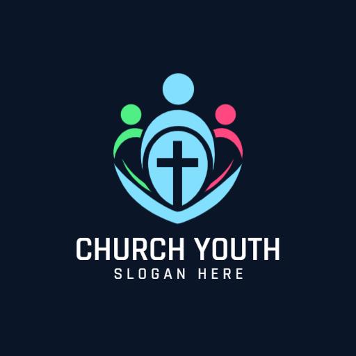 Colorful Community Embracing Unity in Church Youth Logo Template