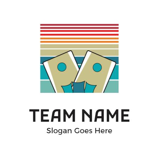 Colorful Cornhole Boards with Retro Stripes Design Logo Template