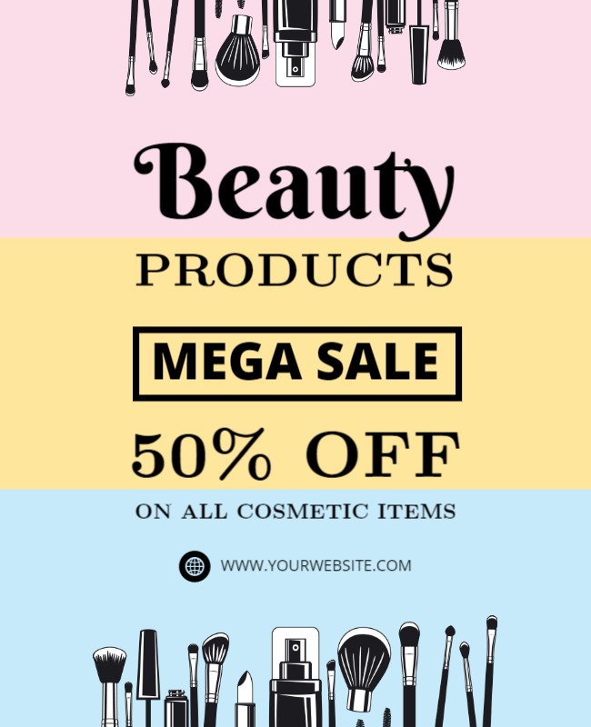 Colorful Cosmetic Products Mega Sale Poster Template