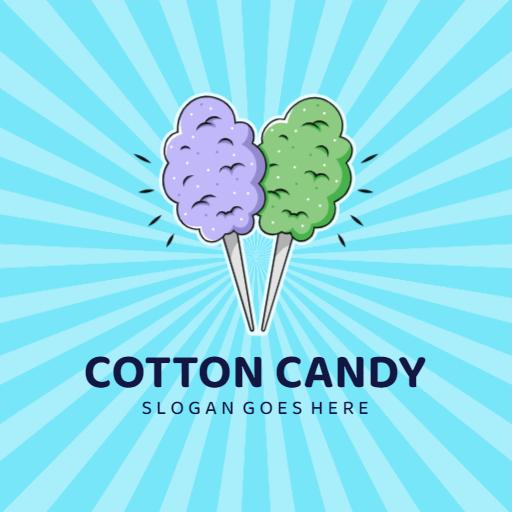 Colorful Cotton Candy Sticks Against Bright Blue Background Logo Template
