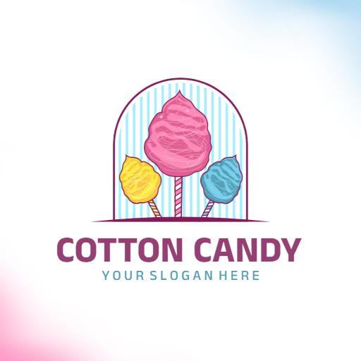 Colorful Cotton Candy Treats Celebrating Sweet Moments Logo Template