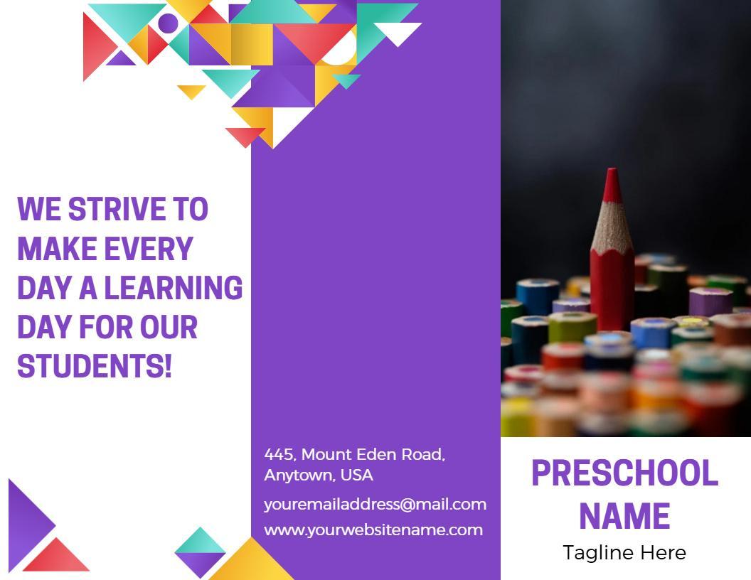 Colorful Creative Learning Preschool Education Brochure Template