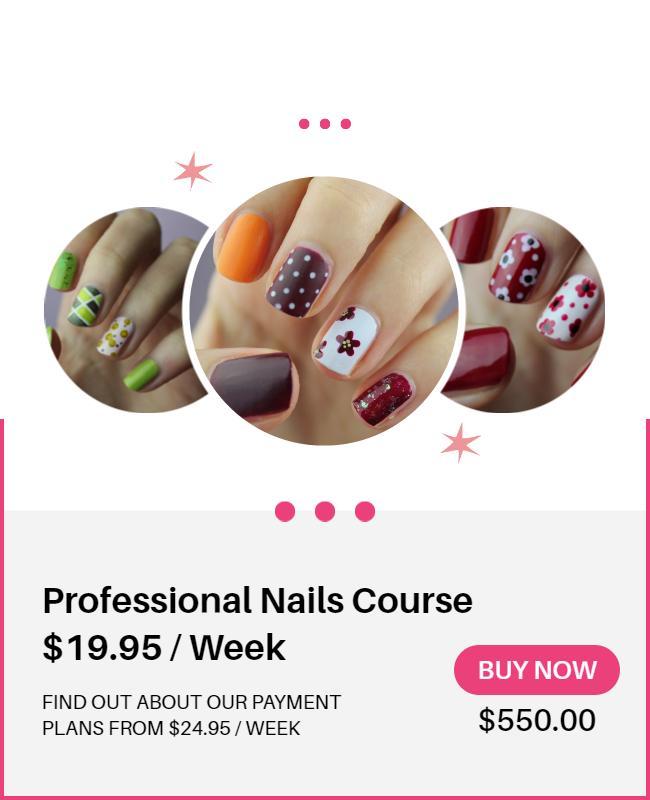 Colorful Creative Nails Art Course Promotion Poster Template