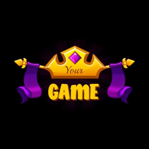 Colorful Crown and Purple Ribbons in Gaming Logo Template