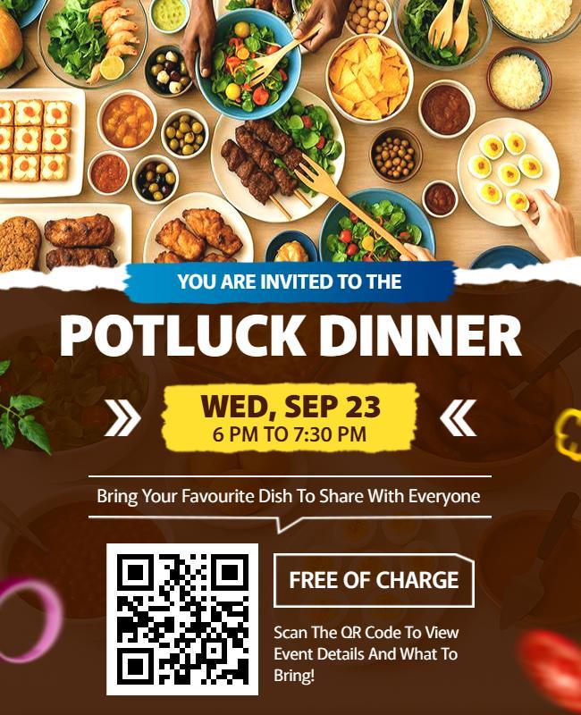 Colorful Culinary Gathering Potluck Dinner Invitation Flyer Template