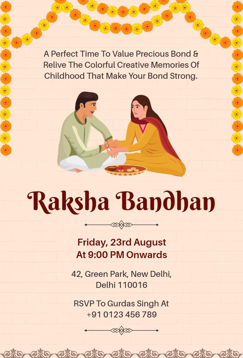 Colorful Cultural Raksha Bandhan Celebration Invitation Template