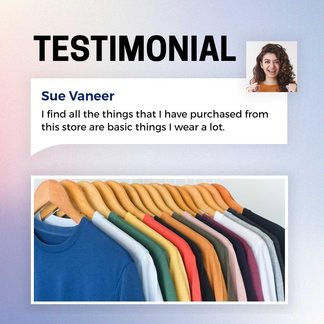 Colorful Customer Testimonial for Clothing Brand Ad Template