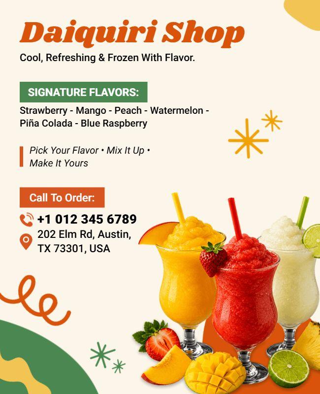 Colorful Daiquiri Shop Promotion Flyer Template