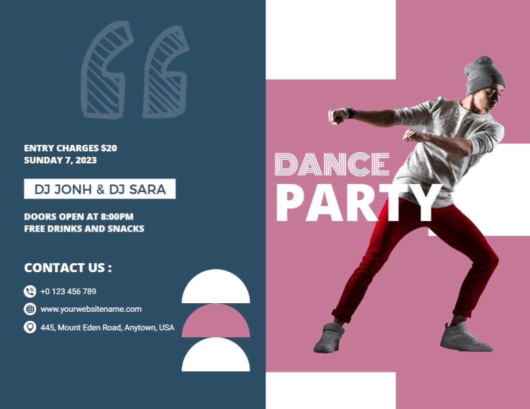 Colorful Dance Party Event Announcement Brochure Template