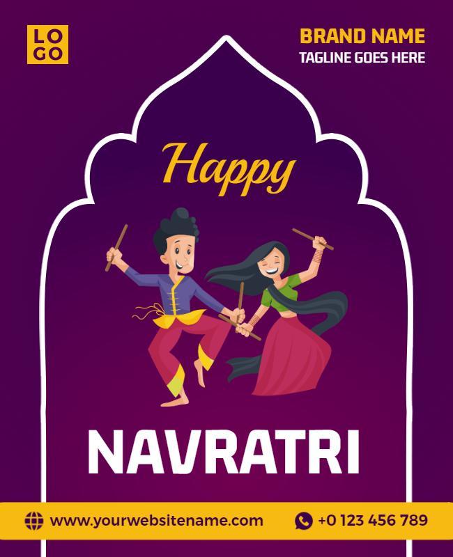 Colorful Dandiya Dance Celebration for Navratri Poster Template